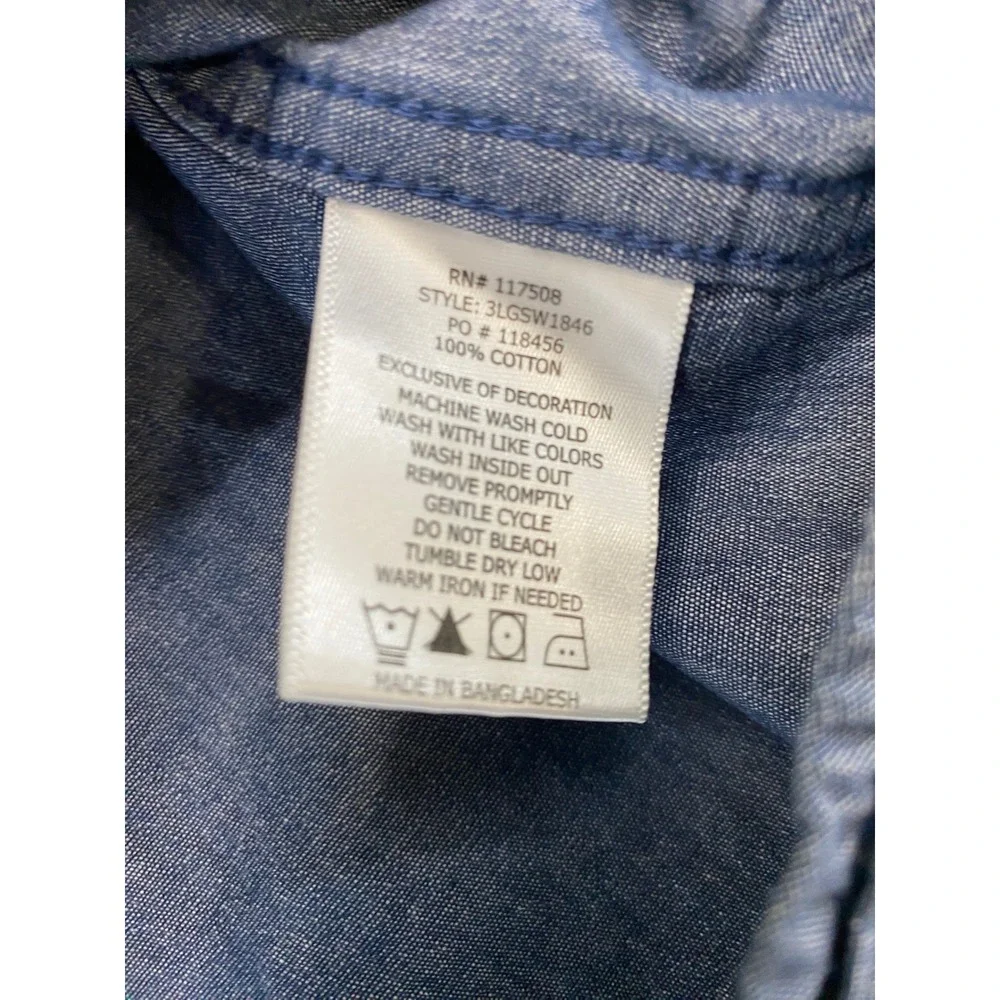 Levi's Chambray Shirt Mens Large Blue Short Sleeve Western Workwear 3LGSW1846
